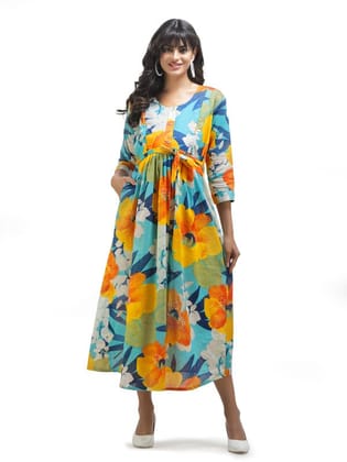 Casual Maternity Dress with Floral Print Multicolour