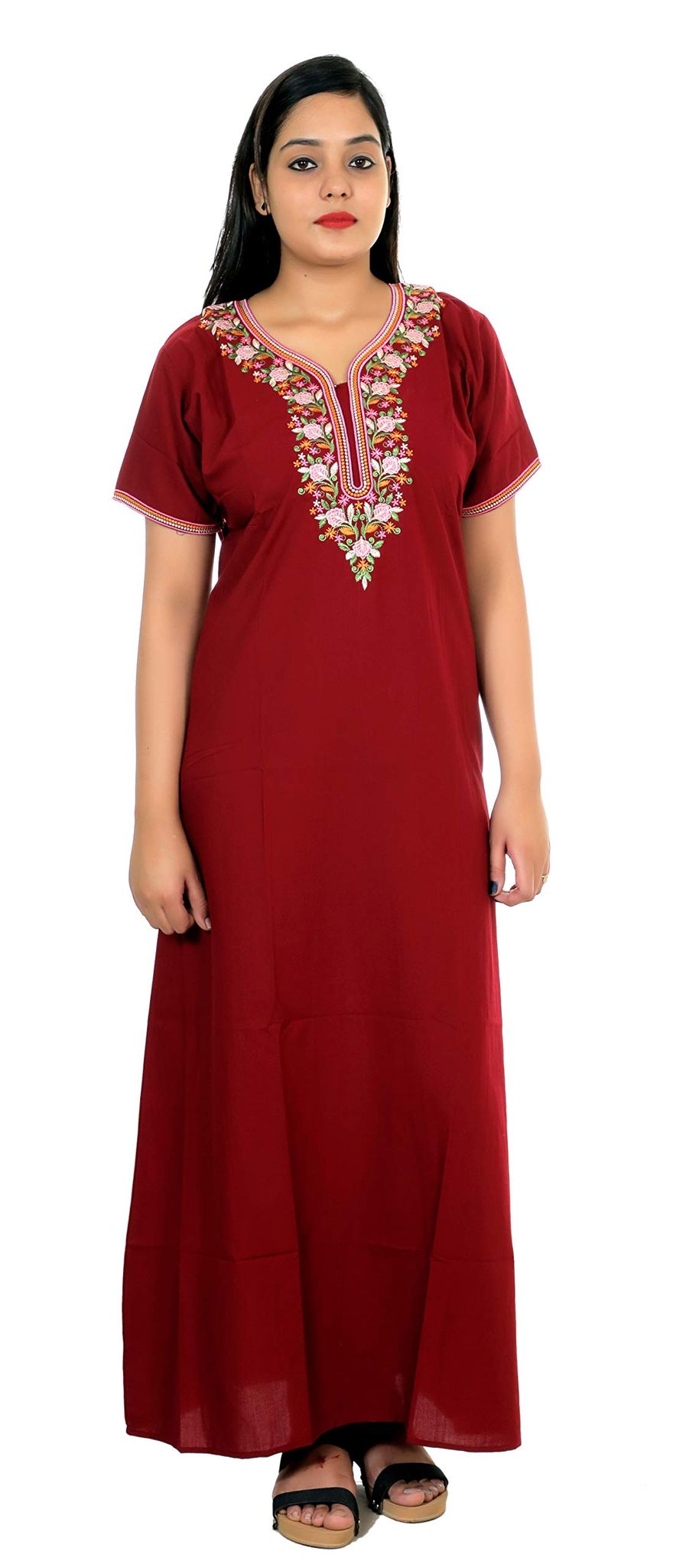 VALENCIA SLEEPWEAR Women Nighty Dress (Multicolour, Large)