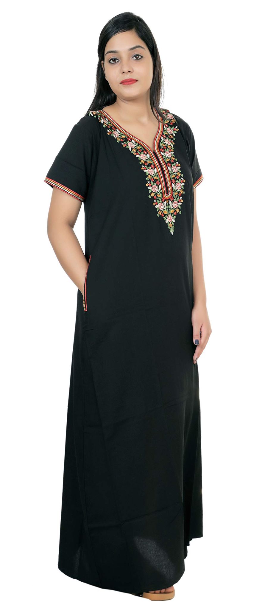 VALENCIA SLEEPWEAR Women Nighty Dress Black