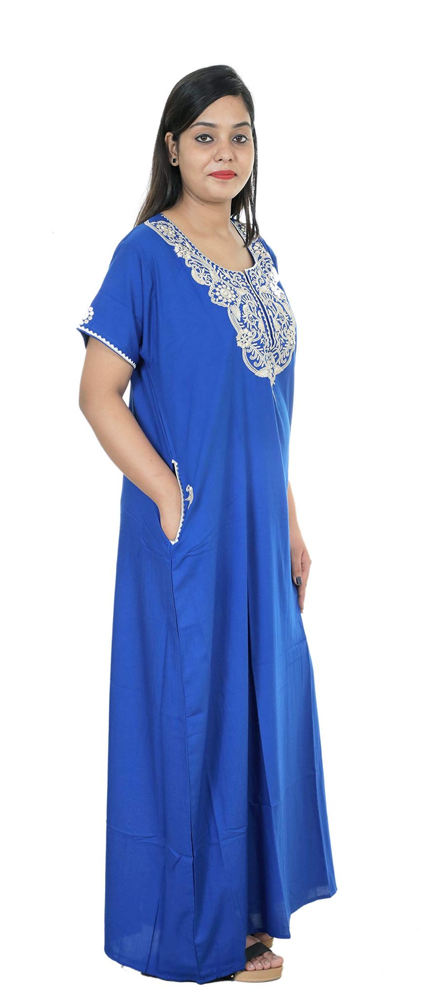 VALENCIA SLEEPWEAR Women Nighty Dress Blue