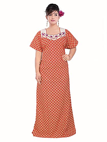 VALENCIA SLEEPWEAR XXL/XXXL Pure Cotton Yoke Embroidery Pleated Nighty Maxi Night Gown Summer Collection