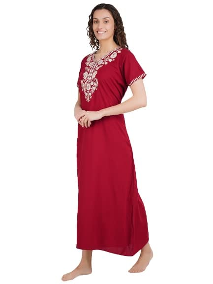 KOI SLEEPWEAR lizzybizzy Nightgown with White Floral Embroidery with Pockets Comfortable for Women