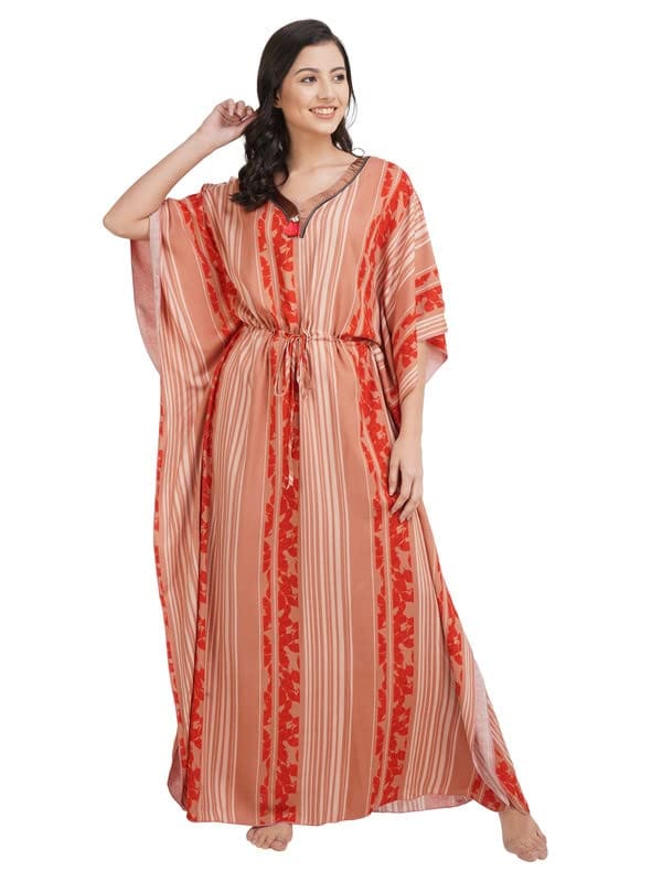 KOI SLEEPWEAR Stripped Rayon Kaftan Nightgown