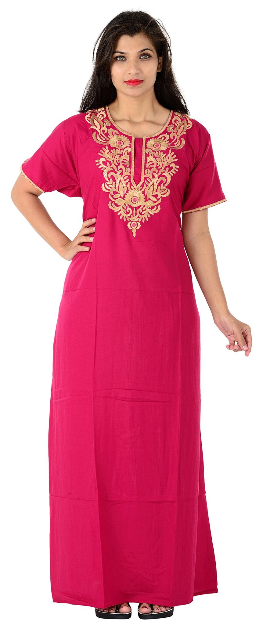 VALENCIA SLEEPWEAR Women Cotton Floral Maxi Nighty