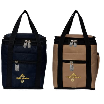 RIGHT CHOICE Bags Combo Polyester Lunch Bags Carry on Tote Compact Heat Preservation Waterproof Hygiene Meal Prep Box (Black and Beige)