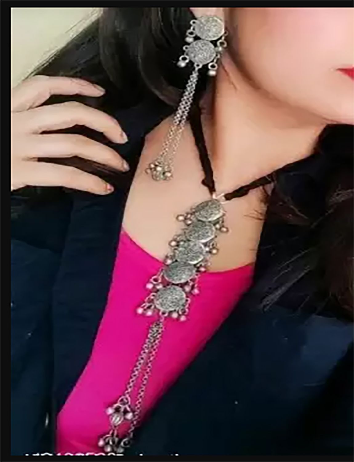 Cardinal Oxidized Silver Color Necklace Set
