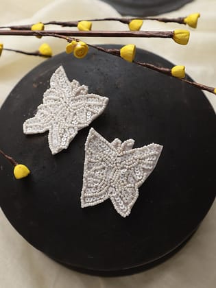 Cardinal White Beads Weaving Butterfly Earrings Set