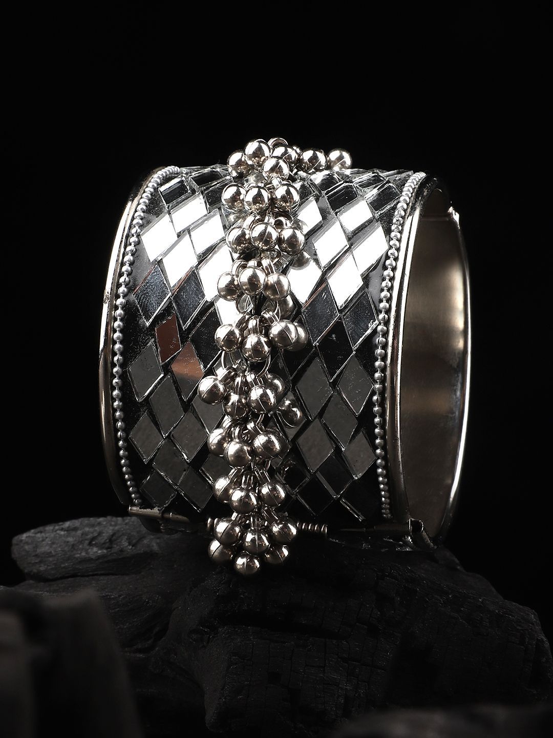 Cardinal Oxidized Silver Color Mirror Adjustable Braceelt