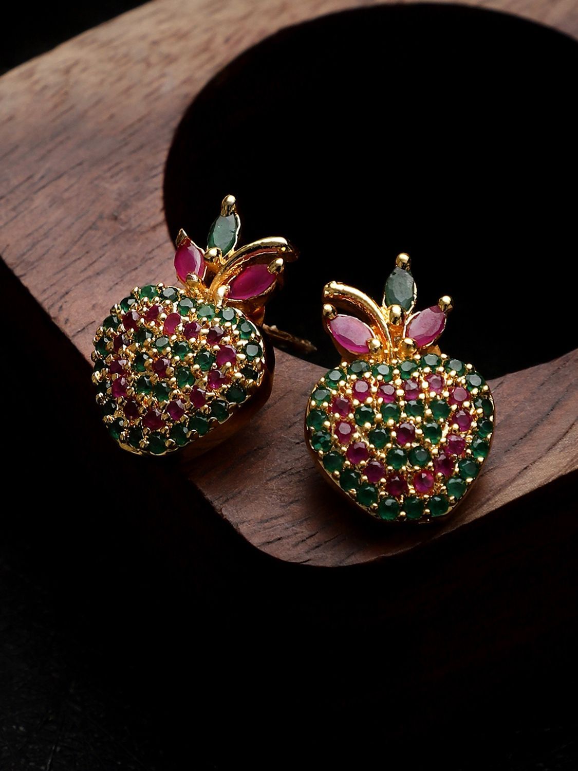 Cardinal American Diamond Butterfly Gold Plated Multicolor Brass Earrings Set