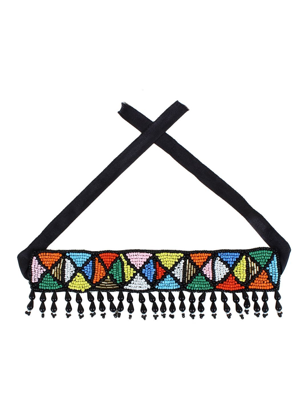 Cardinal Multicolor Beads Geometric Design Weaving Choker Necklace Set