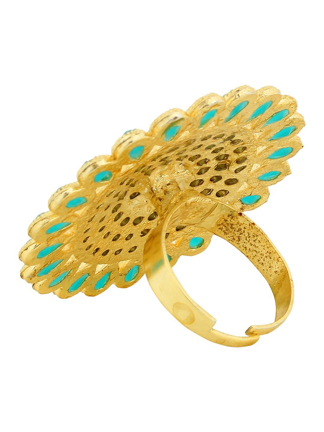Cardinal Blue Stone Gold Plated Brass Adjustable Ring