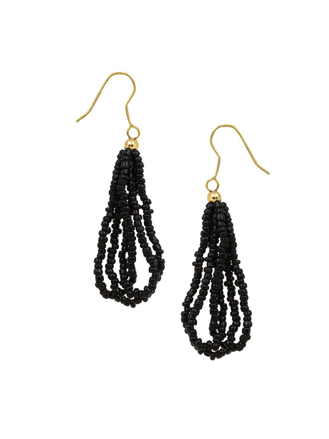 Cardinal Black Color Beads Multistring Long Necklace Set