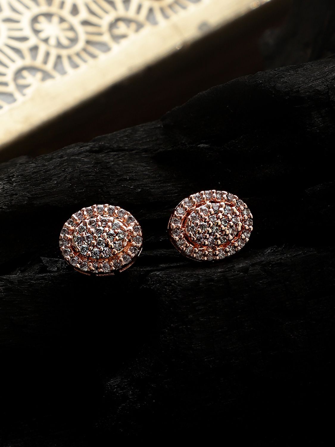 Cardinal American Diamond Rose Plated  Earrings Set