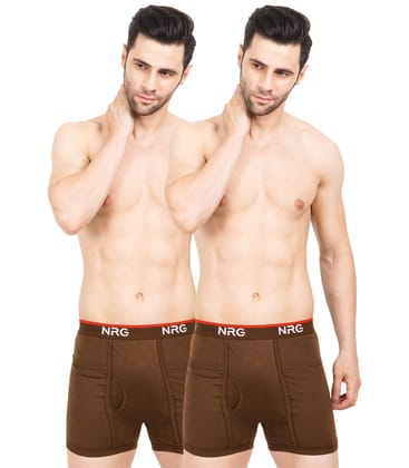 NRG Mens Cotton Assorted Colour Pocket Trunks ( Pack of 2 Light Brown - Light Brown ) G13