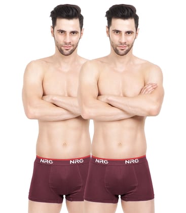 NRG Mens Cotton Assorted Colour Boxer Trunks ( Pack of 2 Maroon - Maroon ) G15