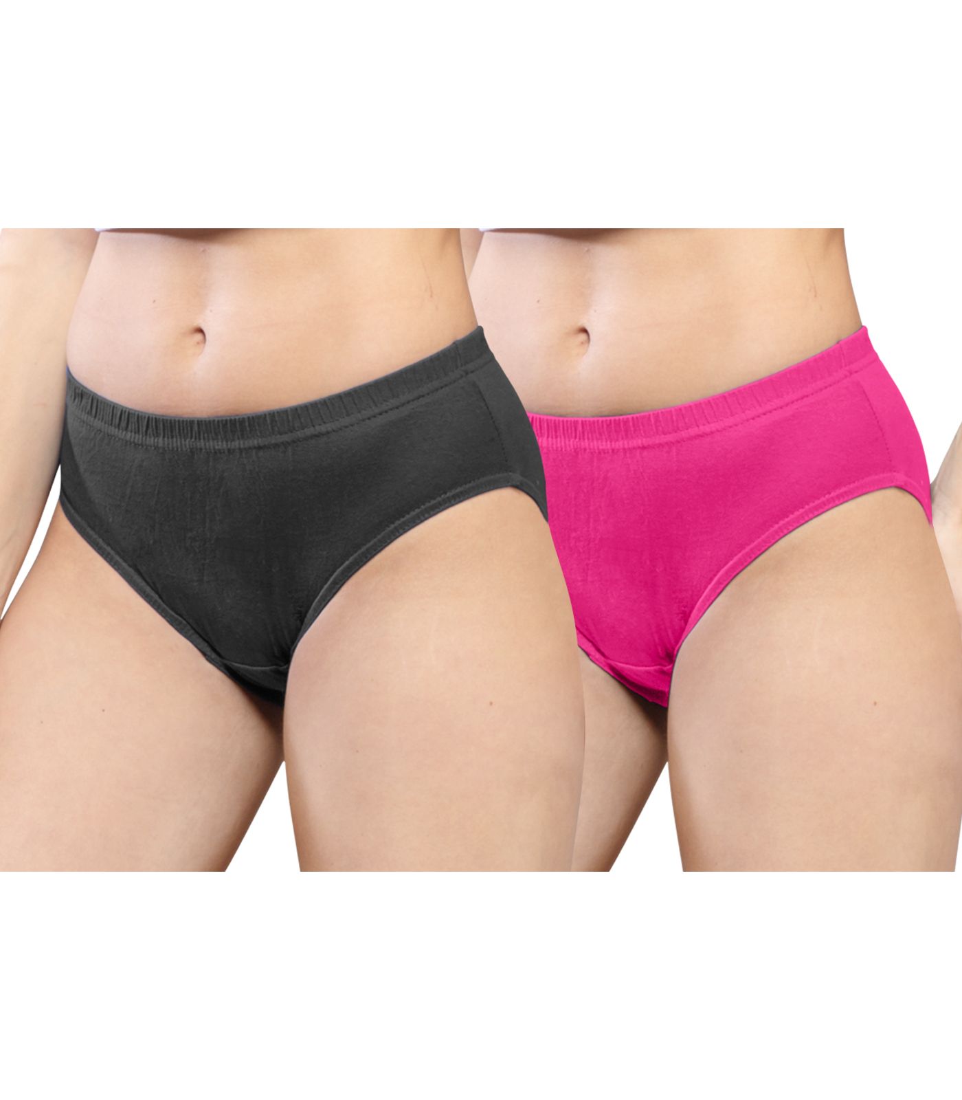NRG Womens Cotton Assorted Colour Panties ( Pack of 2 Coffee Brown - Pink ) L01 Hipster