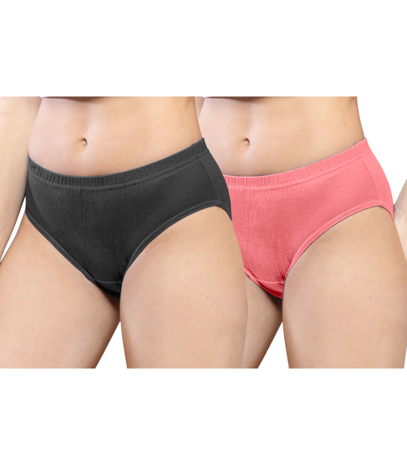 NRG Womens Cotton Assorted Colour Panties ( Pack of 2 Coffee Brown - Peach ) L01 Hipster