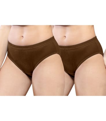 NRG Womens Cotton Assorted Colour Panties ( Pack of 2 Light Brown - Light Brown ) L01 Hipster