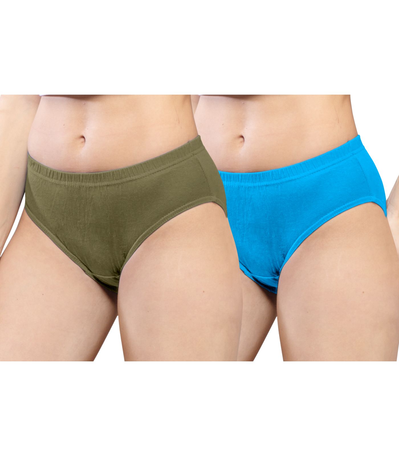 NRG Womens Cotton Assorted Colour Panties ( Pack of 2 Light Green - Light Blue ) L01 Hipster