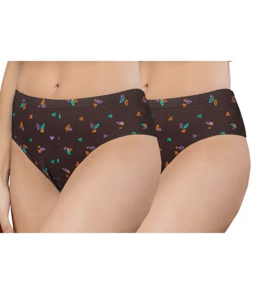 NRG Womens Cotton Assorted Colour Panties ( Pack of 2 Coffee Brown - Coffee Brown ) L02 Hipster