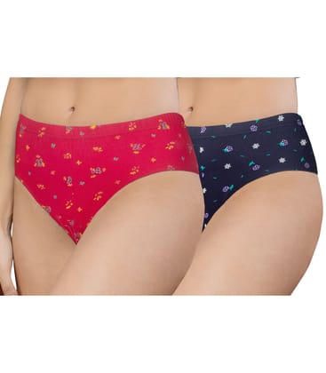 NRG Womens Cotton Assorted Colour Panties ( Pack of 2 Pink - Navy Blue ) L02 Hipster