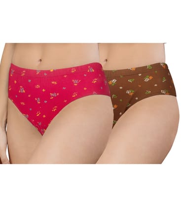 NRG Womens Cotton Assorted Colour Panties ( Pack of 2 Pink - Light Brown ) L02 Hipster