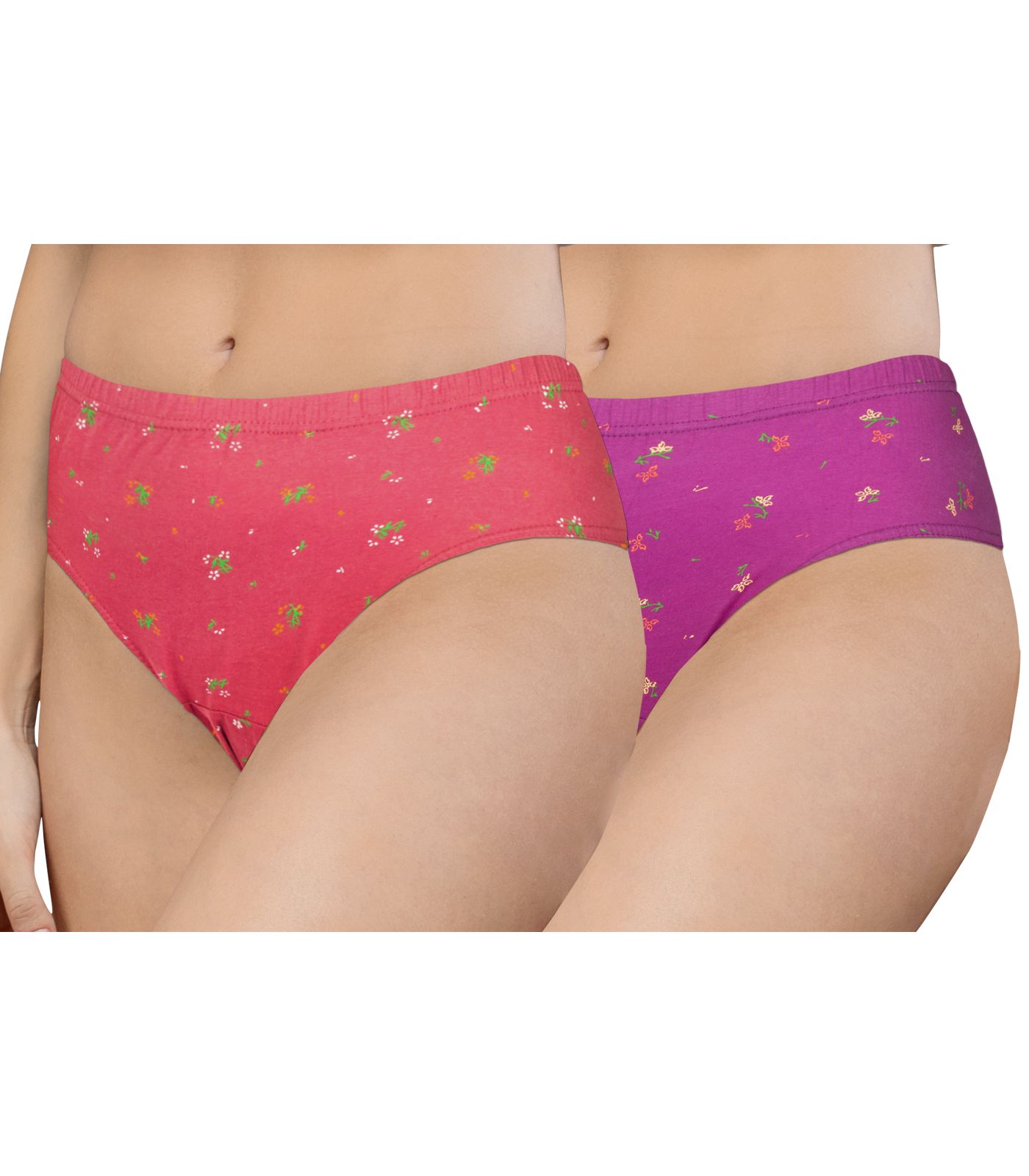 NRG Womens Cotton Assorted Colour Panties ( Pack of 2 Peach - Purple ) L02 Hipster