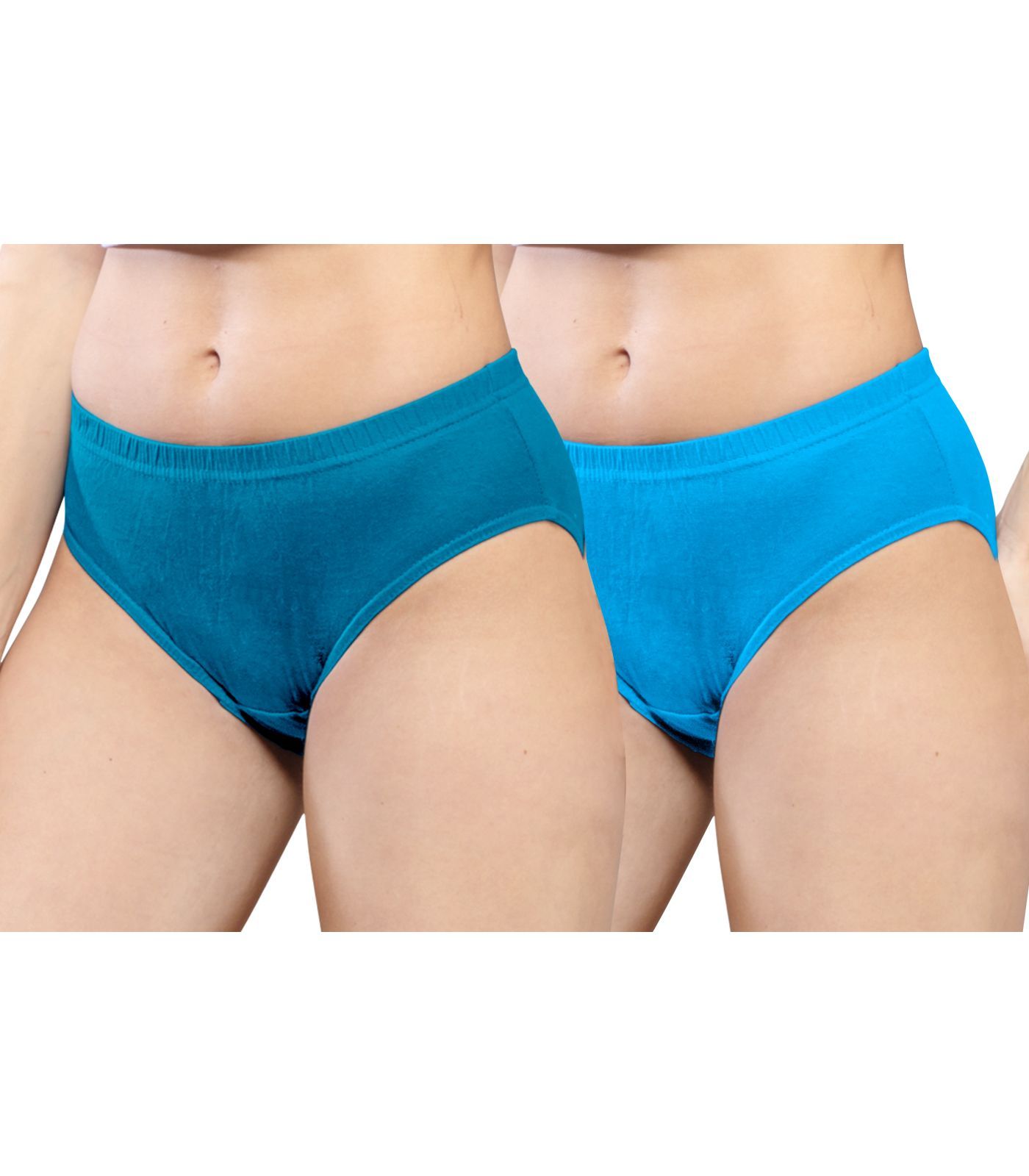 NRG Womens Cotton Assorted Colour Panties ( Pack of 2 Turquoise - Light Blue ) L01 Hipster