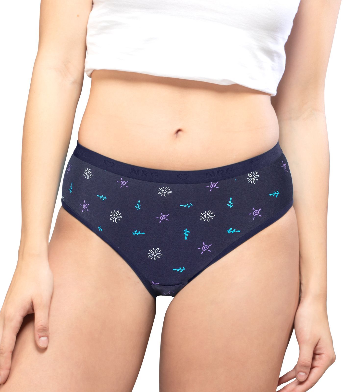 NRG Womens Cotton Assorted Colour Panties ( Pack of 1 Navy Blue ) L05 Hipster