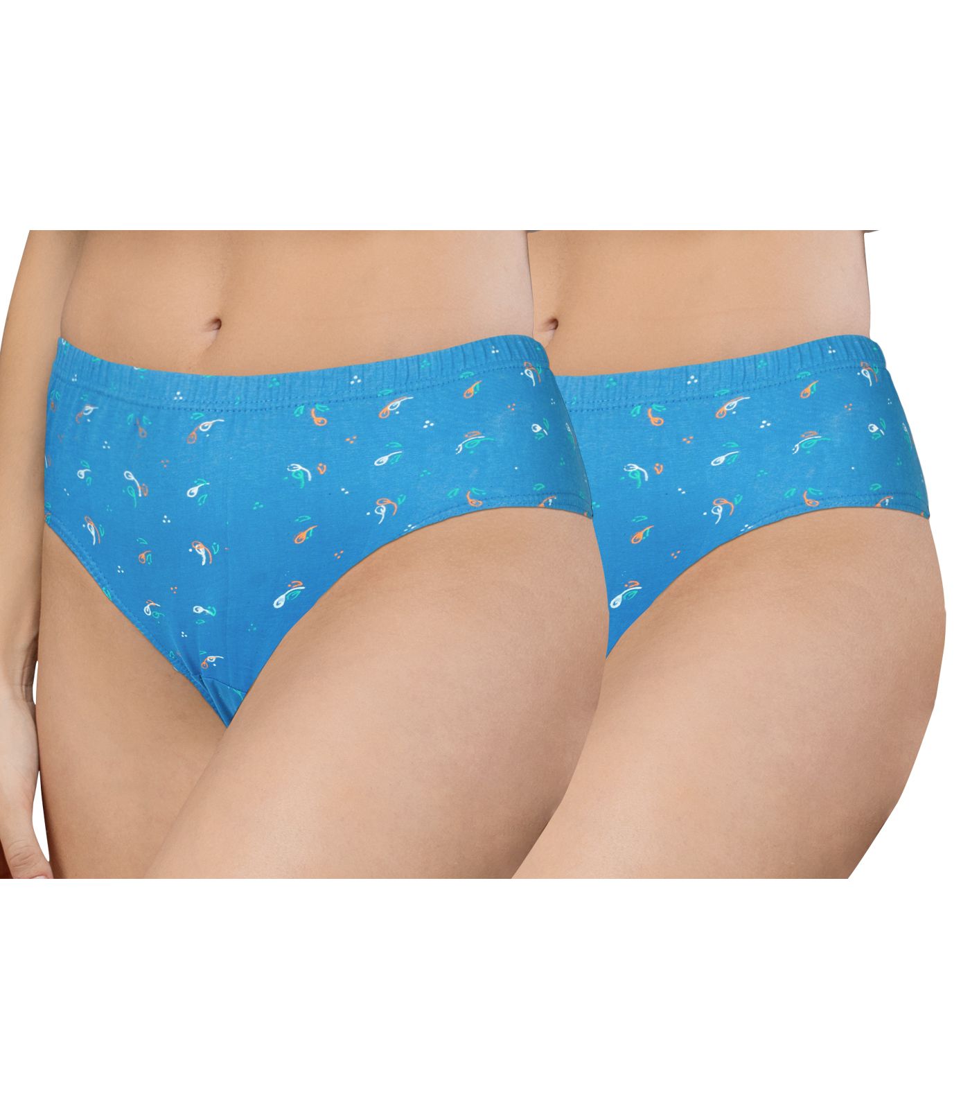 NRG Womens Cotton Assorted Colour Panties ( Pack of 2 Light Blue - Light Blue ) L02 Hipster