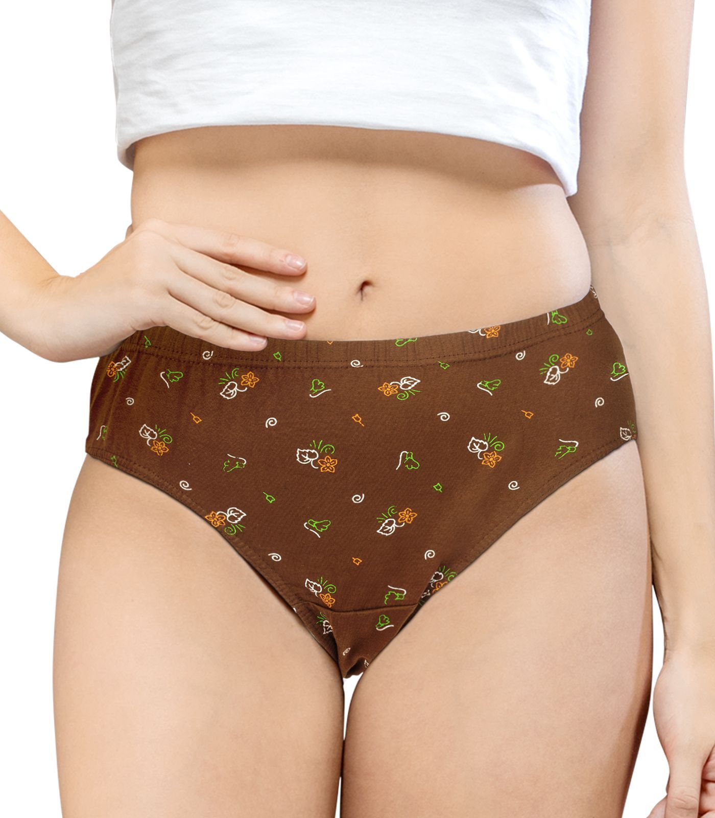 NRG Womens Cotton Assorted Colour Panties ( Pack of 1 Light Brown ) L02 Hipster