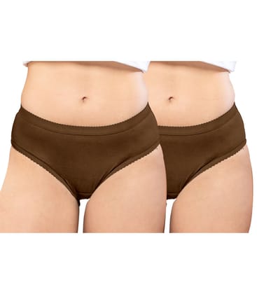 NRG Womens Cotton Assorted Colour Panties ( Pack of 2 Light Brown - Light Brown ) L04 Hipster