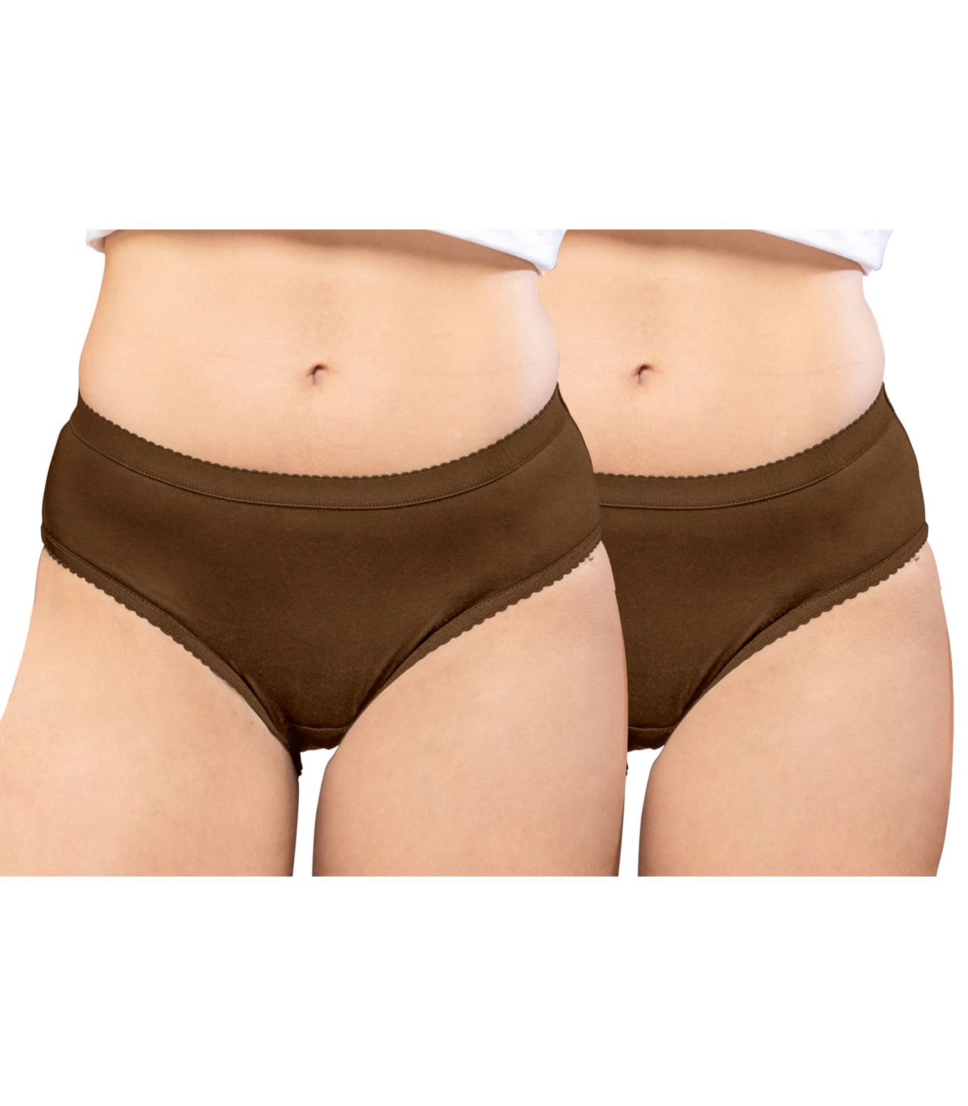 NRG Womens Cotton Assorted Colour Panties ( Pack of 2 Light Brown - Light Brown ) L04 Hipster