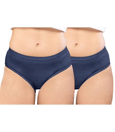 NRG Womens Cotton Assorted Colour Panties ( Pack of 2 Navy Blue - Navy Blue ) L04 Hipster