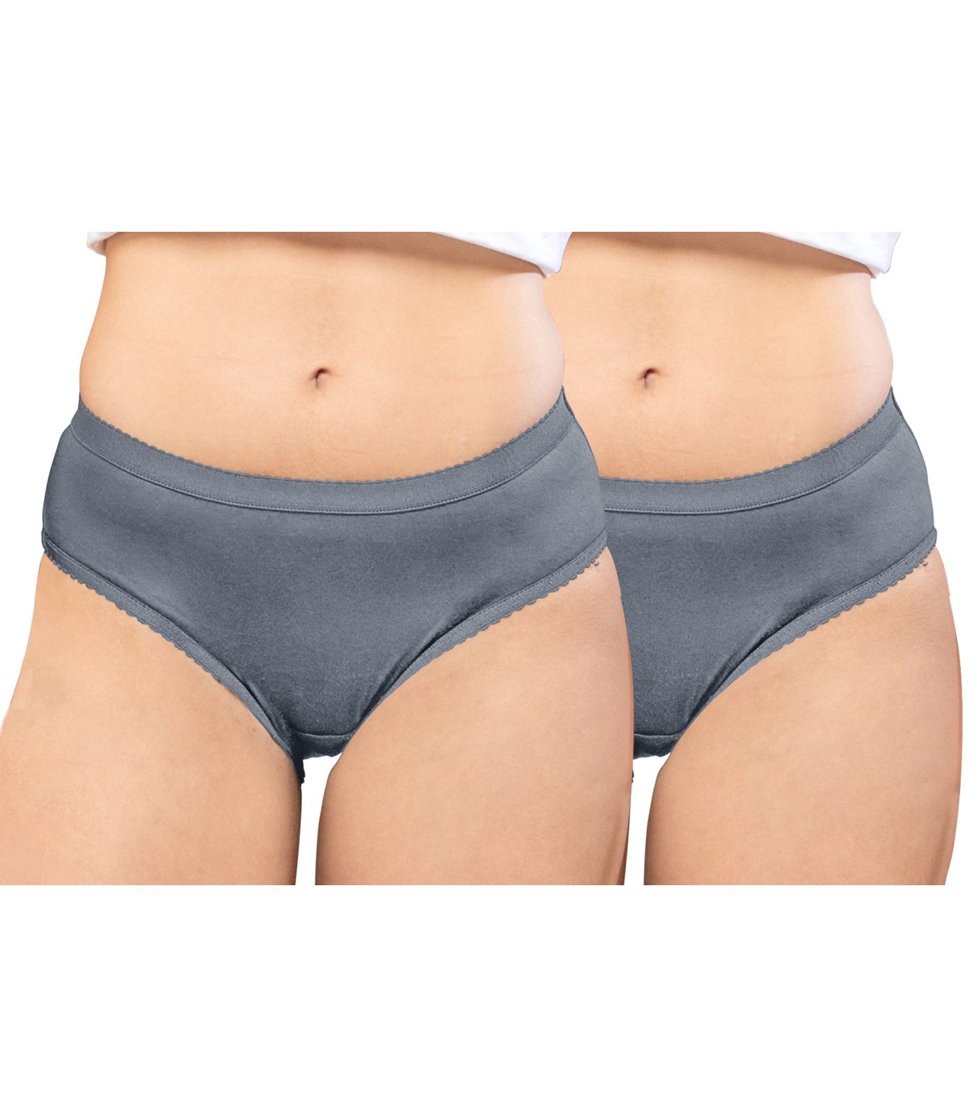 NRG Womens Cotton Assorted Colour Panties ( Pack of 2 Grey - Grey ) L04 Hipster