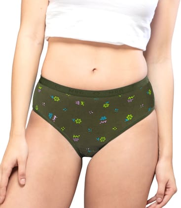 NRG Womens Cotton Assorted Colour Panties ( Pack of 1 Military Green ) L05 Hipster