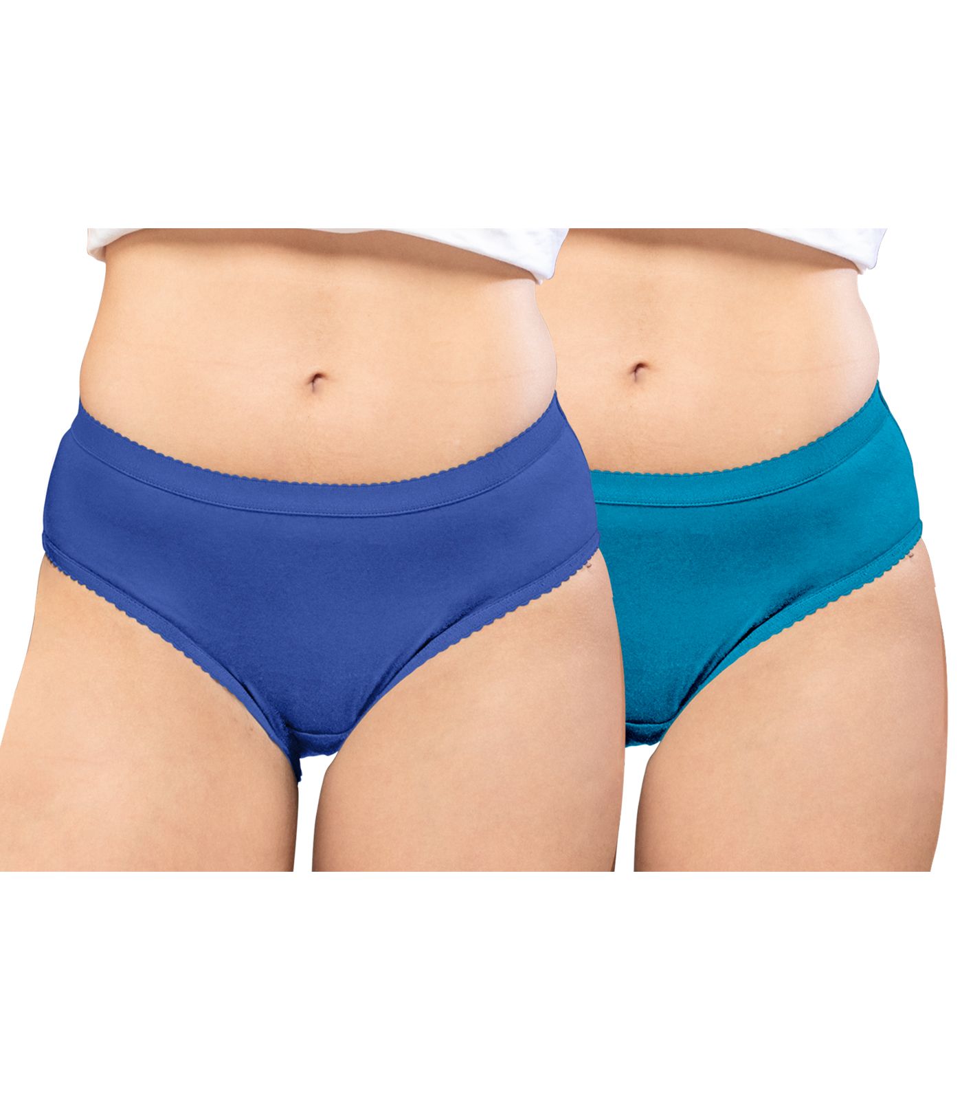NRG Womens Cotton Assorted Colour Panties ( Pack of 2 Dark Blue - Turquoise ) L04 Hipster