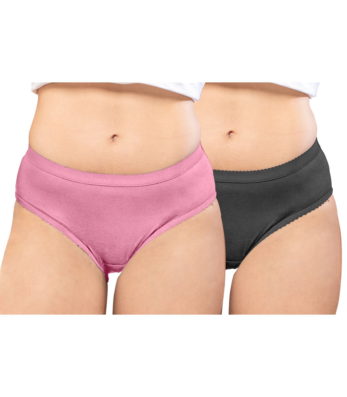 NRG Womens Cotton Assorted Colour Panties ( Pack of 2 Pastol Pink - Coffee Brown ) L04 Hipster