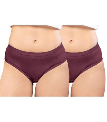 NRG Womens Cotton Assorted Colour Panties ( Pack of 2 Maroon - Maroon ) L04 Hipster