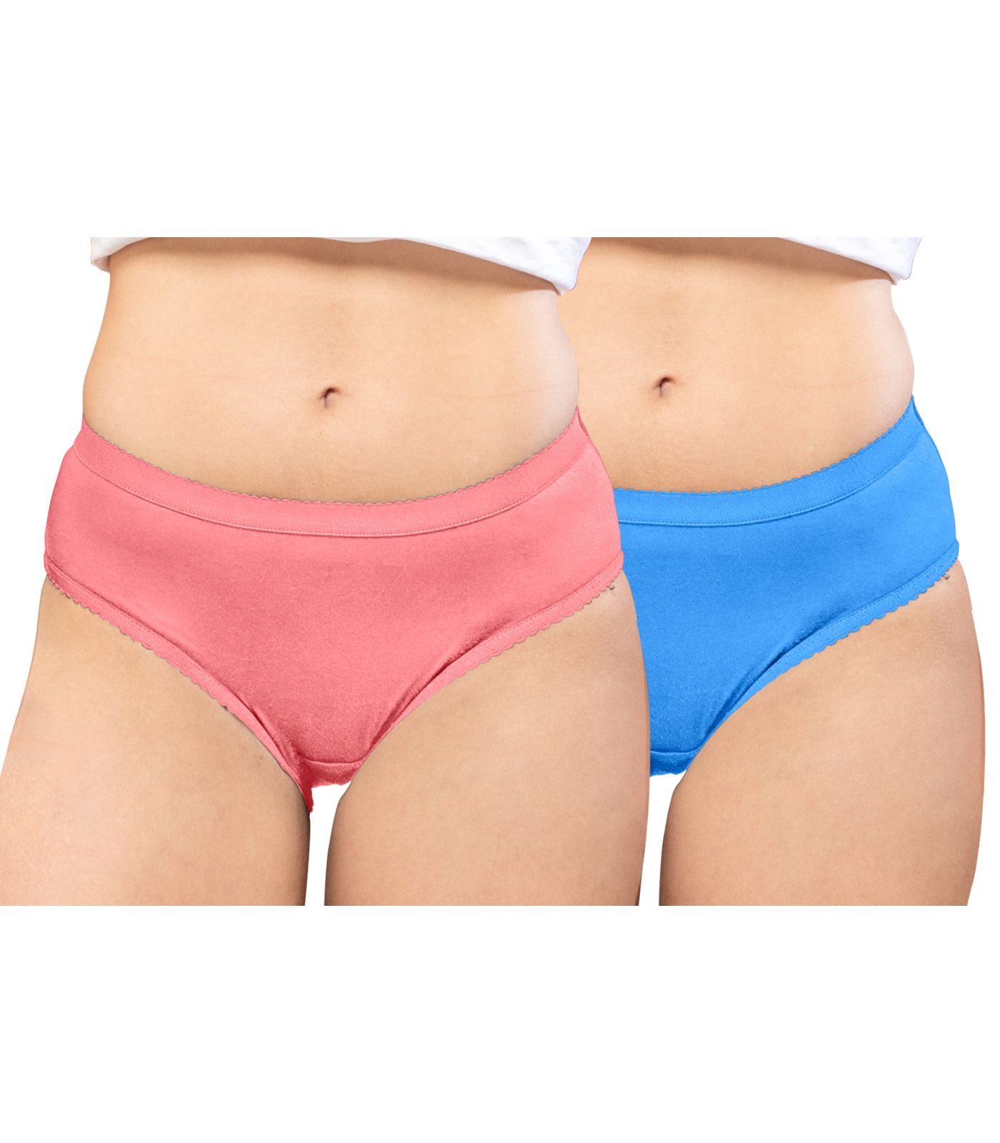 NRG Womens Cotton Assorted Colour Panties ( Pack of 2 Peach - Light Blue ) L04 Hipster