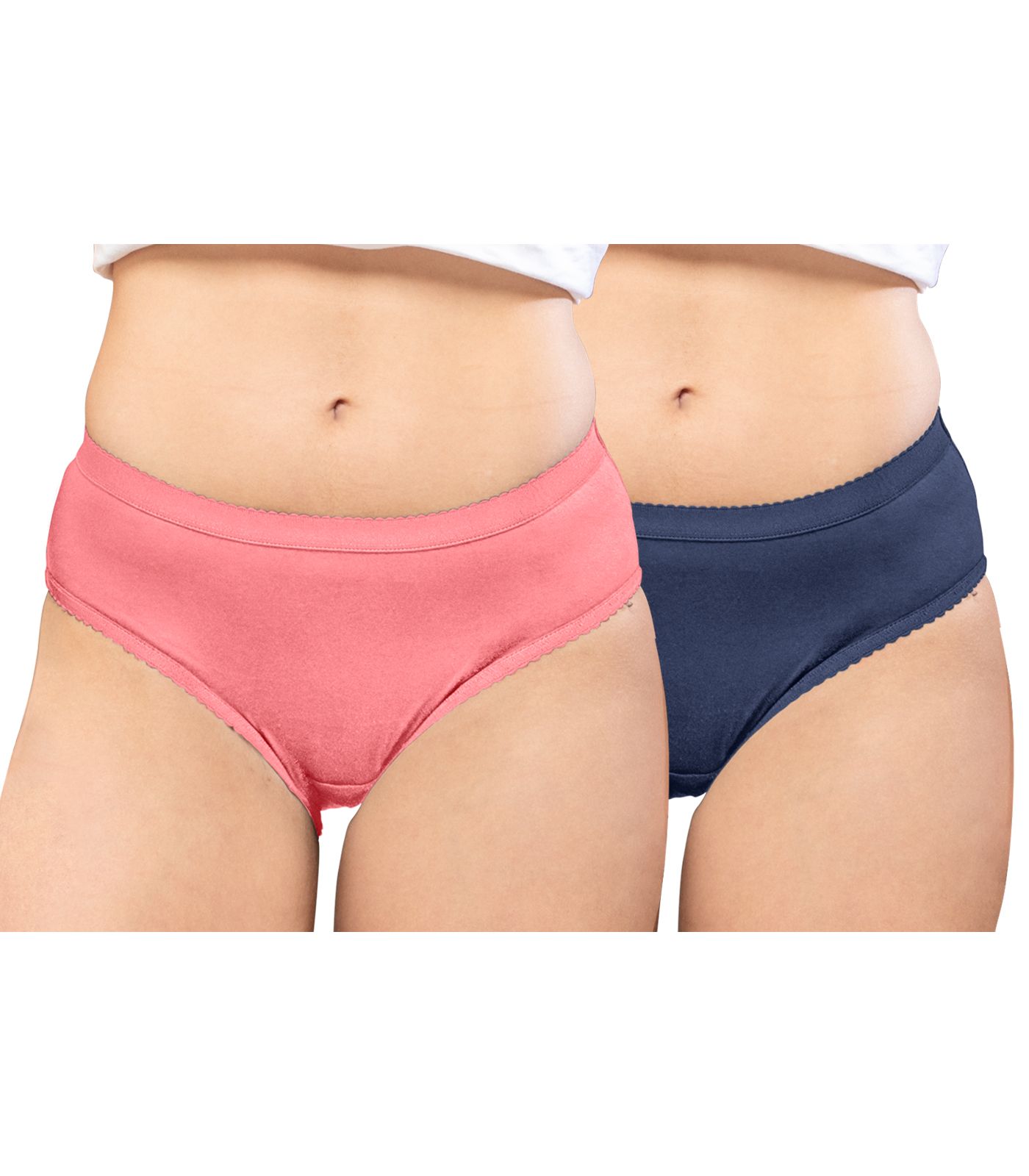 NRG Womens Cotton Assorted Colour Panties ( Pack of 2 Peach - Navy Blue ) L04 Hipster