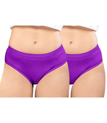 NRG Womens Cotton Assorted Colour Panties ( Pack of 2 Purple - Purple ) L04 Hipster