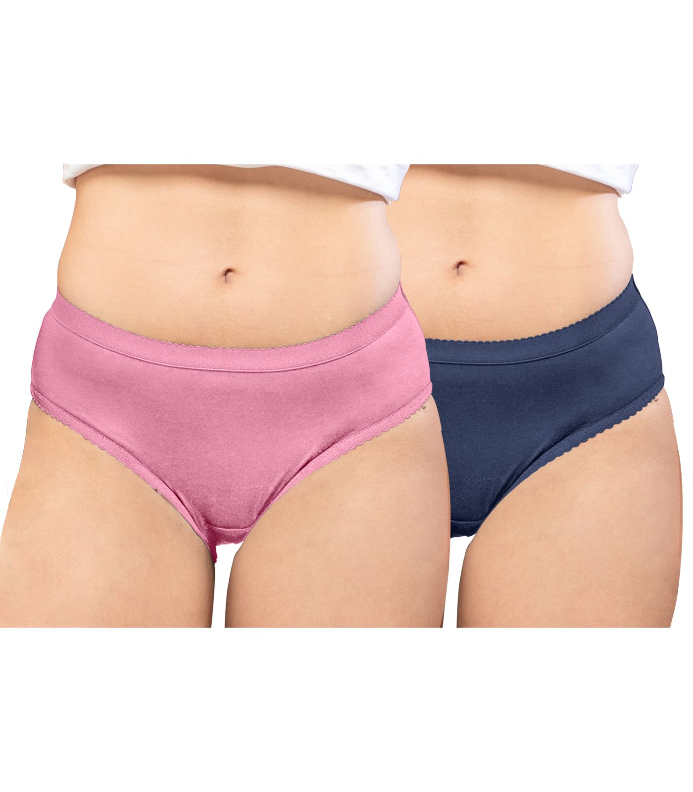 NRG Womens Cotton Assorted Colour Panties ( Pack of 2 Pastol Pink - Navy Blue ) L04 Hipster