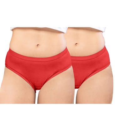 NRG Womens Cotton Assorted Colour Panties ( Pack of 2 Red - Red ) L04 Hipster