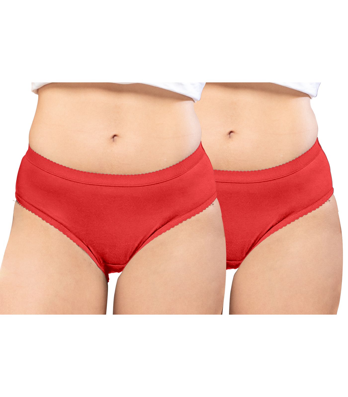 NRG Womens Cotton Assorted Colour Panties ( Pack of 2 Red - Red ) L04 Hipster