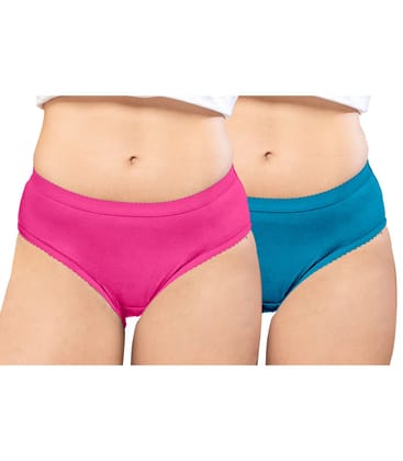 NRG Womens Cotton Assorted Colour Panties ( Pack of 2 Pink - Turquoise ) L04 Hipster