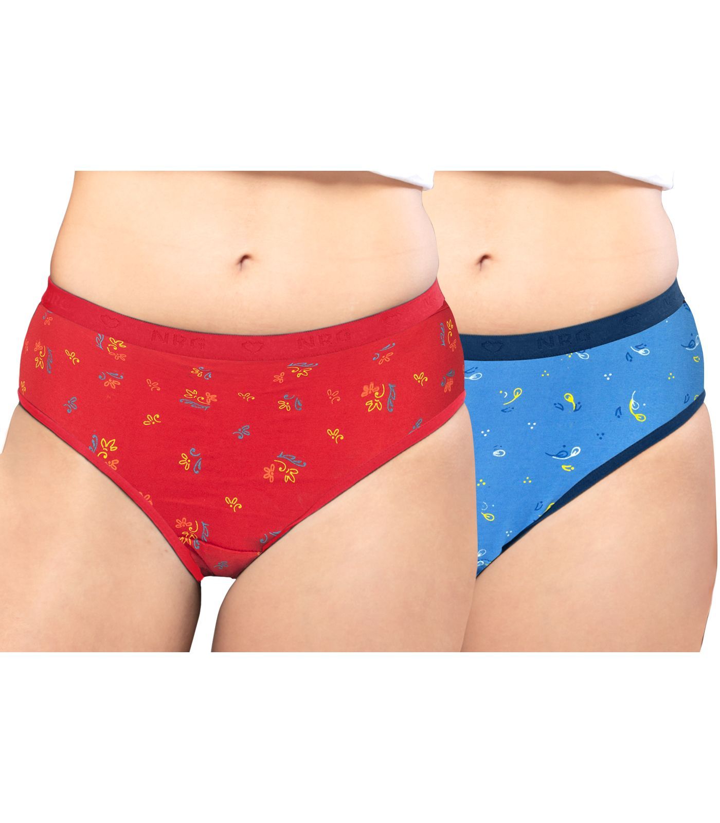 NRG Womens Cotton Assorted Colour Panties ( Pack of 2 Red - Light Blue ) L05 Hipster