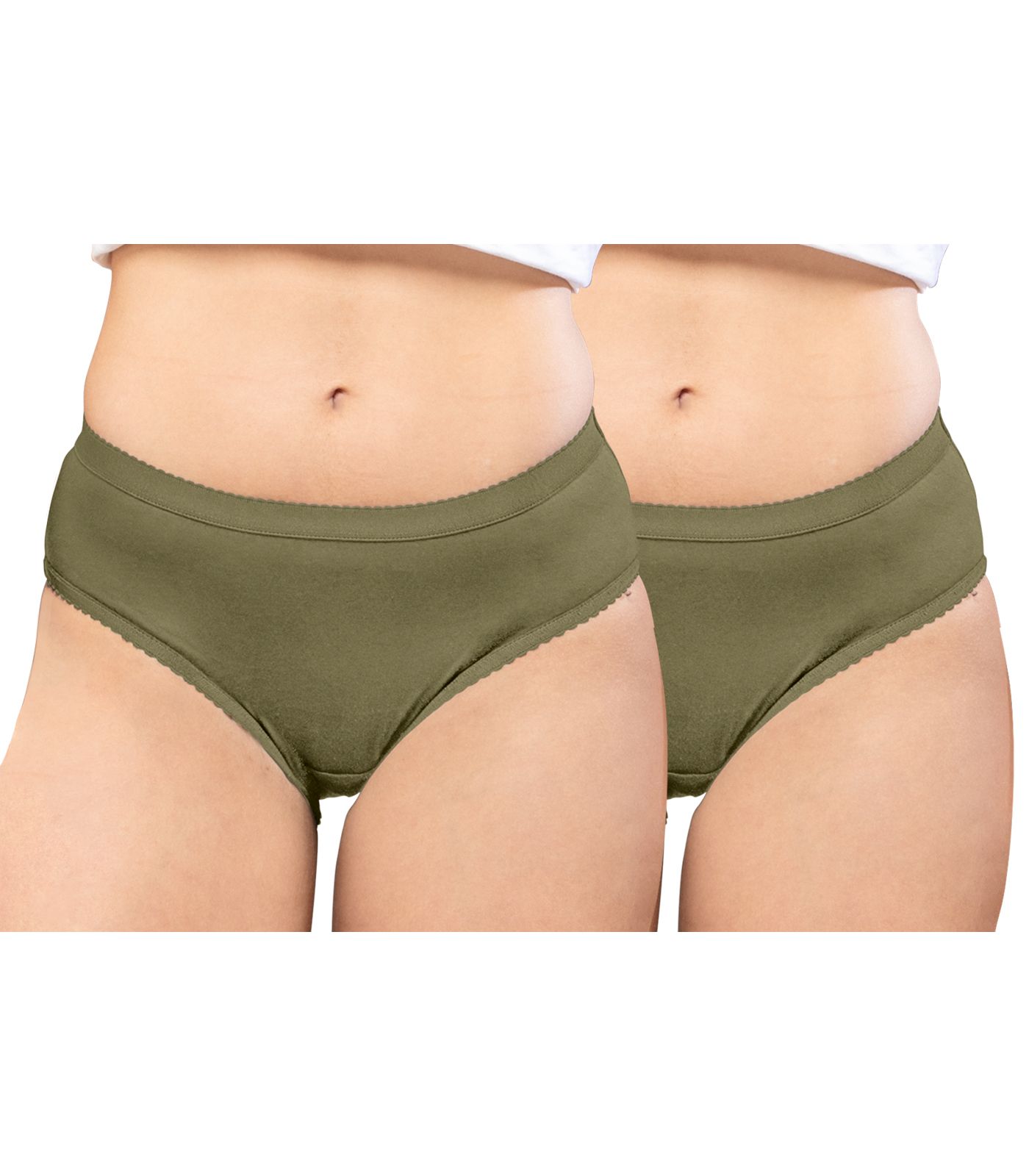 NRG Womens Cotton Assorted Colour Panties ( Pack of 2 Light Green - Light Green ) L04 Hipster
