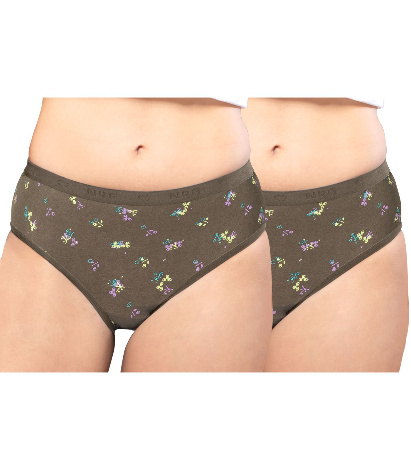 NRG Womens Cotton Assorted Colour Panties ( Pack of 2 Dark Green - Dark Green ) L05 Hipster