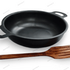 NAAYAGI - PURE IRON KADAI - BIG - 12 INCH, 3 TO 3.5  LITRE, 12 INCH WITH DOUBLE HANDLE, FLAT BASE